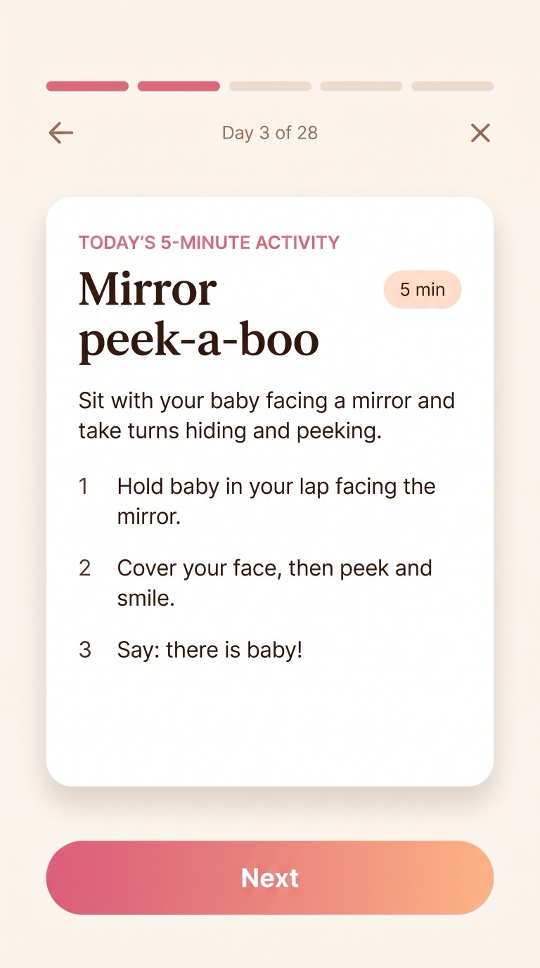 A daily activity card from the newmom app.